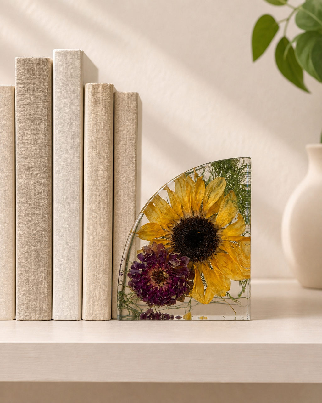 Custom Resin Floral Bookend | Flower Preservation