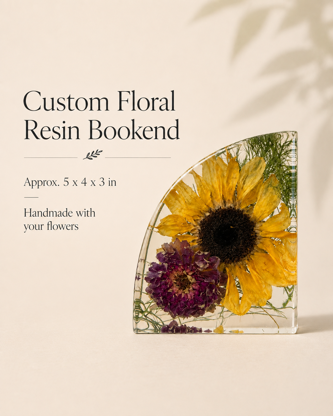 Custom Resin Floral Bookend | Flower Preservation